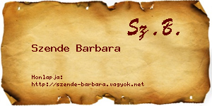 Szende Barbara névjegykártya